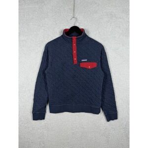 Patagonia Mens XS Quilted Snap T Pullover Organic Cotton Blend Blue Red 25371